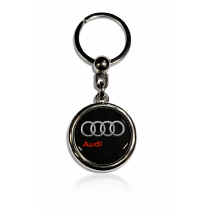 Audi gyantakulcstartó kerek fekete oldalsó felirattal