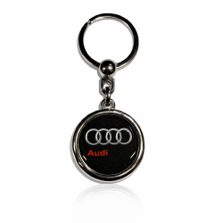 Audi gyantakulcstartó kerek fekete oldalsó felirattal