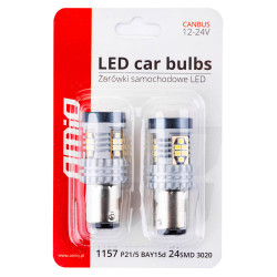 LED izzók CANBUS 3020 24SMD 1157 BAY15D P21/5W Fehér 12V/24V