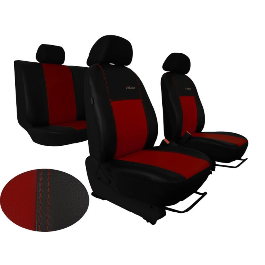 Poťahy pre FIAT 500 (2007-2022) Exclusive Leather (koža) bordová (vyp)