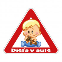 Autóban lévő gyerek matrica /fiú/