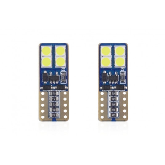 CANBUS LED izzók 8SMD 2835 T10e (W5W) fehér 12V/24V (2db)