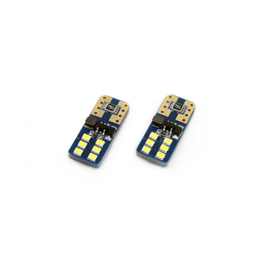 LED CANBUS 12SMD UltraBright 2016 T10e (W5W) fehér 12V/24V izzók (2db)