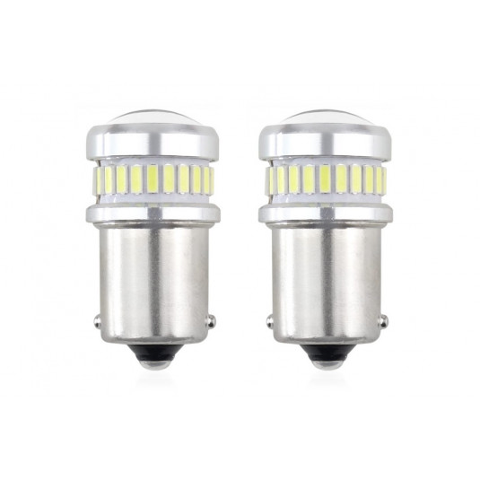LED CANBUS izzók 3014 24SMD + 3030 6SMD 1156 (R5W, R10W) P21 White 12V/24V (2db)