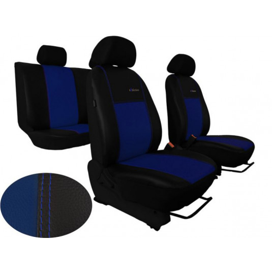 Autóhuzatok Exclusive Leather kék-fekete (bőr)
