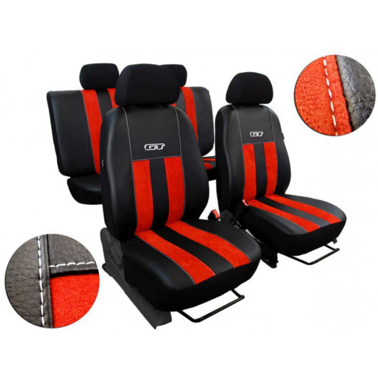 GT autófitók téglaszín piros-fekete (Alcantara-bőr)