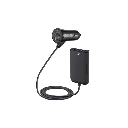Autós töltő első-hátsó hosszabbító kábellel 4 USB