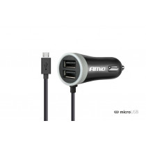 Autótöltő 12/24V Micro USB + 2x USB 2.4A PCH PRO-01