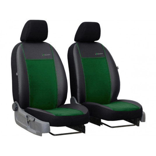 Exclusive Alcantara autóülés-huzatok 1+1 elöl (Alcantara-bőr) zöld-fekete
