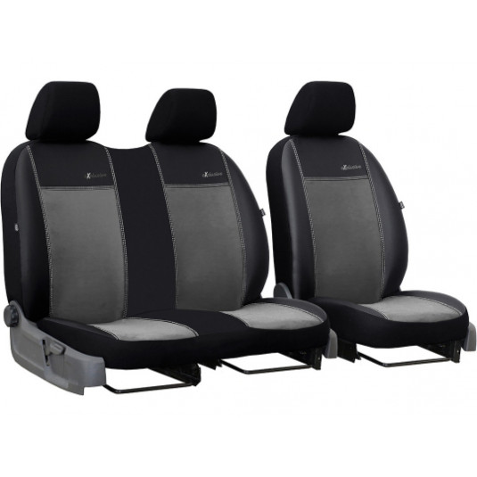 Univerzális furgonhuzatok Exclusive Alcantara 2+1 sötét szürke-fekete