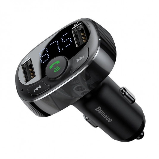 BASEUS FM adó T típusú Bluetooth 2xUSB microSD, fekete