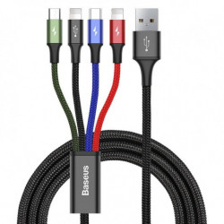 BASEUS USB kábel 4 az 1-ben fekete, 1xUSB-C, 2x Lightning, 1xMicro 3,5A 120 cm