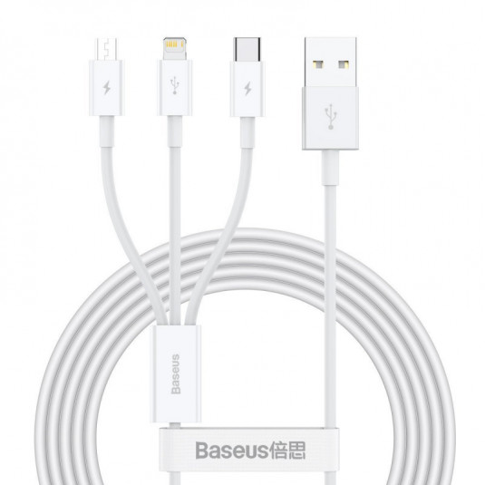 USB 3 az 1-ben kábel BASEUS Superior Series 3,5A, 120 cm fehér