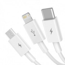 USB 3 az 1-ben kábel BASEUS Superior Series 3,5A, 120 cm fehér