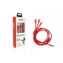 Többfunkciós USB C / micro USB telefon kábel 120cm piros FullLINK 3.1A UC-7