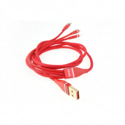 Többfunkciós USB C / micro USB telefon kábel 120cm piros FullLINK 3.1A UC-7