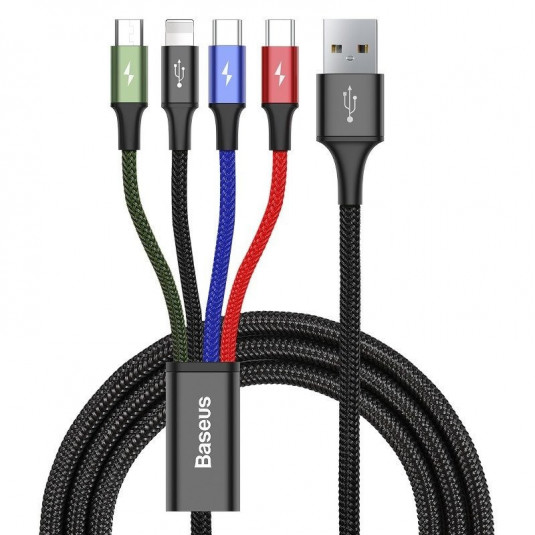 BASEUS Fast 4in1 USB kábel Lightning / Micro 3,5A 1,2 m fekete
