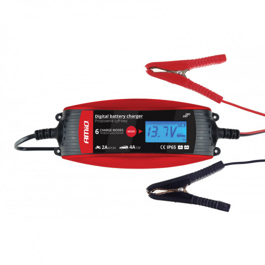 AMiO digitális autó/motortöltő 6V/12V 4A (14-120Ah) DVL DBC-4A