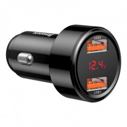 BASEUS Magic autós töltő fekete, 2xUSB QC 3.0 45W