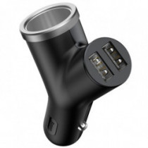Autós töltő BASEUS Y Type 2xUSB 3,4A 40W fekete