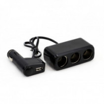 Háromcsatornás szigarettagyújtó adapter + USB SOC2