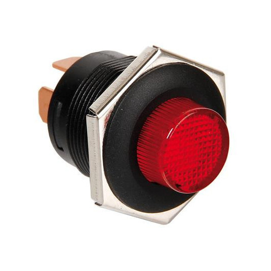 Nyomógombos kapcsoló LED-es jelzőfénnyel, piros, 12/24 V