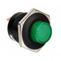 LED jelzésű nyomógomb kapcsoló, zöld, 12/24 V