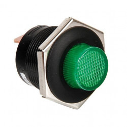 LED jelzésű nyomógomb kapcsoló, zöld, 12/24 V