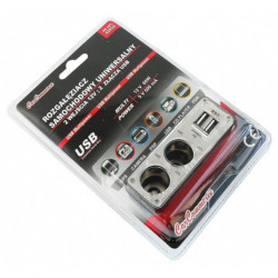 Multi szigarettagyújtó aljzat 2+2 USB kábellel 12/24 V