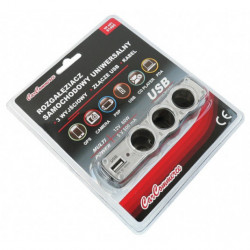Multi szigarettázó aljzat 3+1 USB kábellel 12/24 V