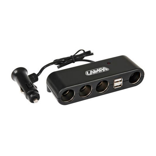 Multi szivargyújtó aljzat 4+2 USB 60 cm-es kábellel 12/24 V