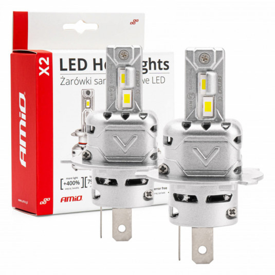 LED főfényszóró izzók H4 X2 Series AMiO (+canbus)
