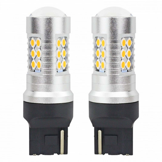 LED izzók CANBUS 3030 24SMD T20 7440 WY21W Narancssárga 12V/24V 2db