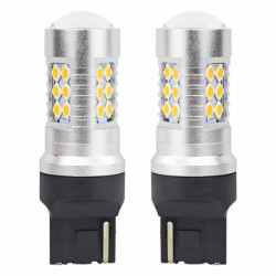 LED izzók CANBUS 3030 24SMD T20 7440 WY21W Narancssárga 12V/24V 2db