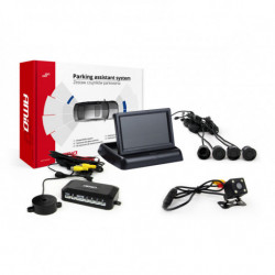 TFT02 4,3" parkolóasszisztens HD-315-LED kamerával 4-szenzoros, fekete