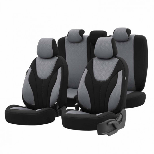 OTOM RUBY 1202 GREY/BLACK 3-ZIP autóhuzat garnitúra