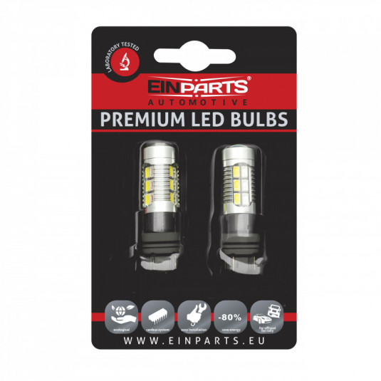 P27/7W LED izzó (22 x SMD 5730) 6000k/narancssárga canbus drl+ blinkr