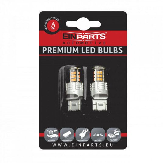 W21/5W LED izzó (30 x SMD 3020) piros canbus 12/24V