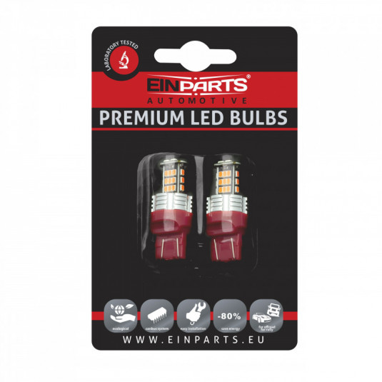 W21/5W LED izzó (30 x SMD 3020) piros canbus 7443ck 12/24V