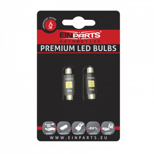 C10W LED izzó (6 x SMD 2016) 39 mm 6000k canbus