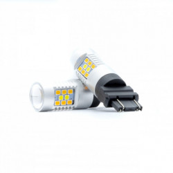 P27/7W LED izzó 24 SMD 3030 fehér/borostyán canbus