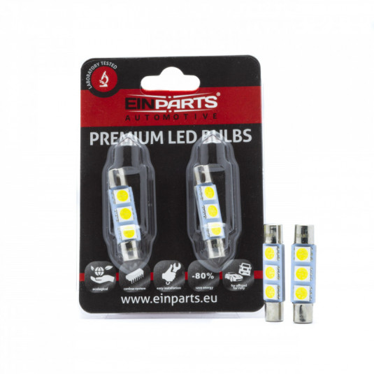 C3W LED izzó (3 x SMD 4014) 31 mm 5000k canbus