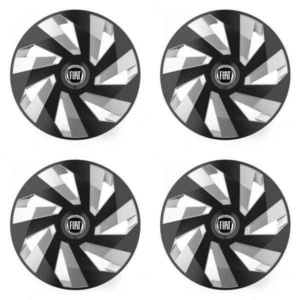 dísztárcsa Fiat (fekete) 16 Vector RC black and silver
