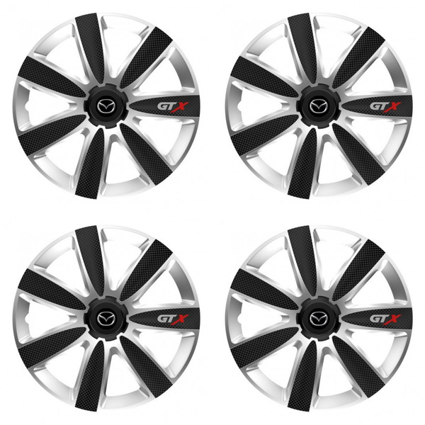 puklice pre Mazda 15 GTX CARBON silver/black