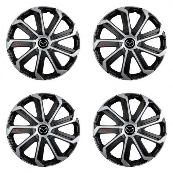 puklice pre Mazda 15 Evo black&silver