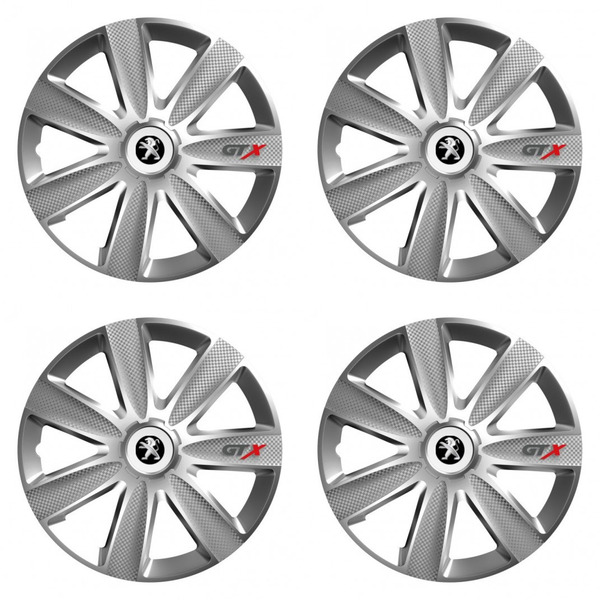 dísztárcsa Peugeot (régebbi logó) típushoz 16 GTX CARBON silver