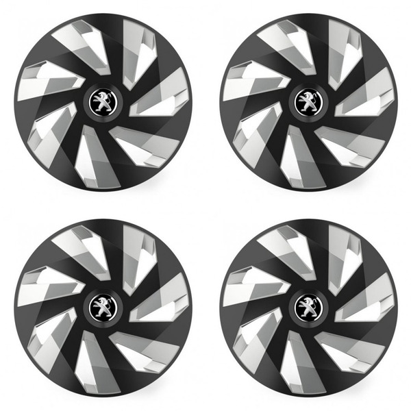 dísztárcsák Peugeot-hoz (régebbi logó) 15 Vector RC black and silver