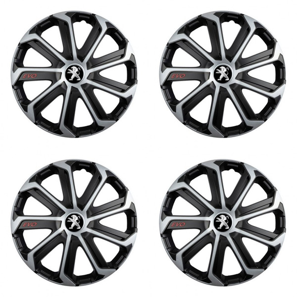 dísztárcsák Peugeot-hoz (régebbi logó) 14 Evo black&silver