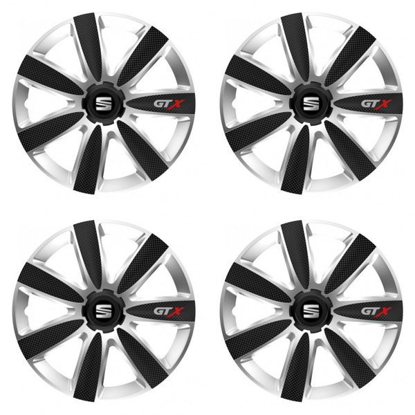 dísztárcsa Seat 14 GTX CARBON silver/black számára